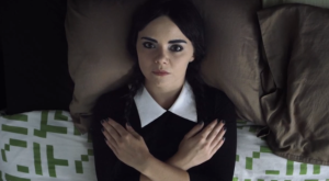 Melissa Hunter in character as Adult Wednesday Addams